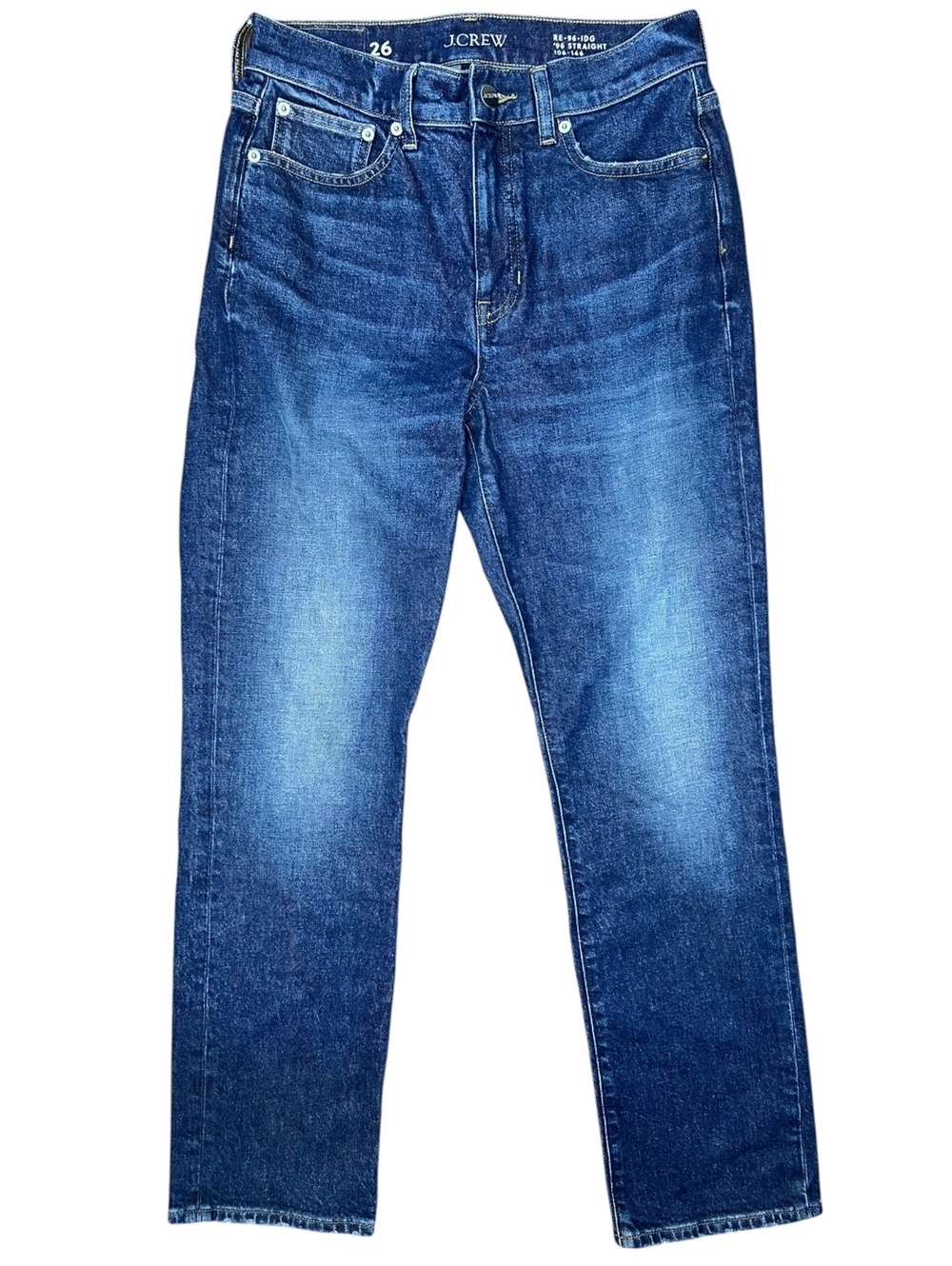 J.Crew Womens 26 Re-96 Straight Leg Jeans Medium Dark Wash High Rise Denim